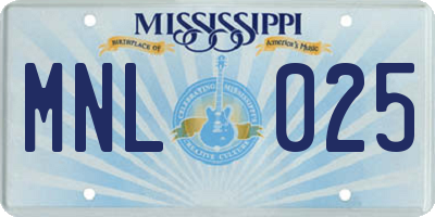 MS license plate MNL025