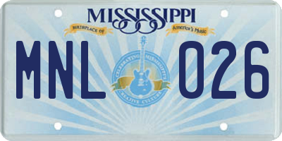MS license plate MNL026