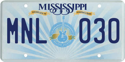 MS license plate MNL030