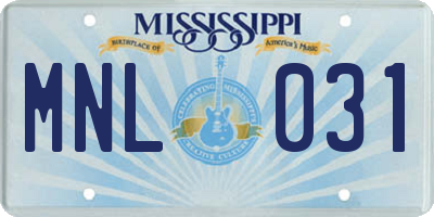 MS license plate MNL031