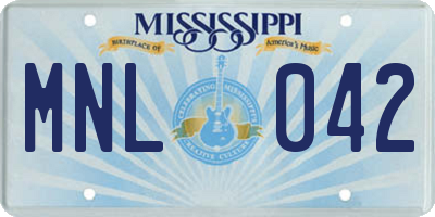 MS license plate MNL042