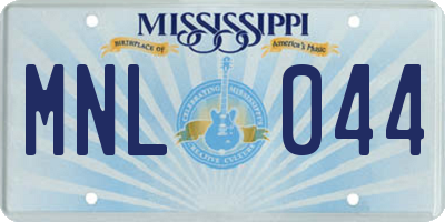 MS license plate MNL044