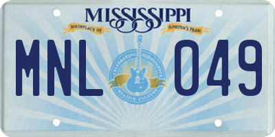 MS license plate MNL049