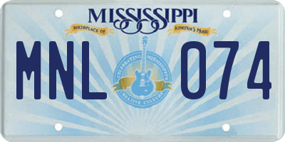 MS license plate MNL074