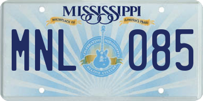 MS license plate MNL085