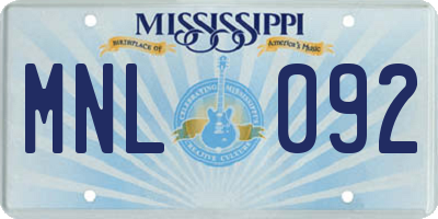 MS license plate MNL092