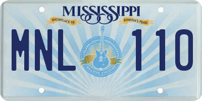 MS license plate MNL110
