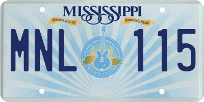MS license plate MNL115