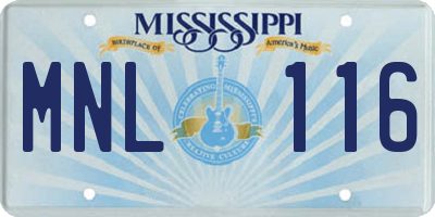 MS license plate MNL116