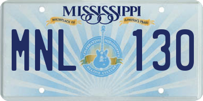 MS license plate MNL130