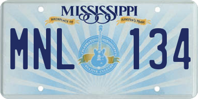 MS license plate MNL134