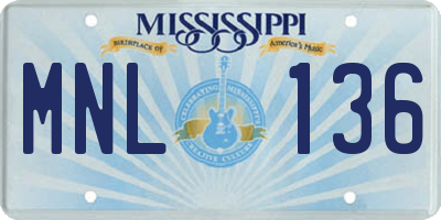 MS license plate MNL136