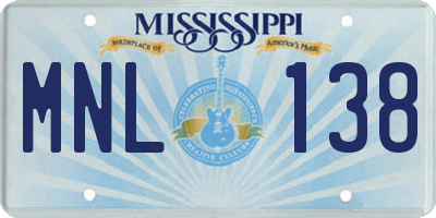 MS license plate MNL138