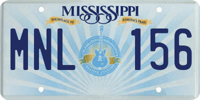 MS license plate MNL156