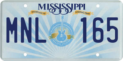 MS license plate MNL165