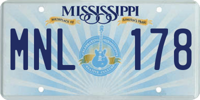 MS license plate MNL178