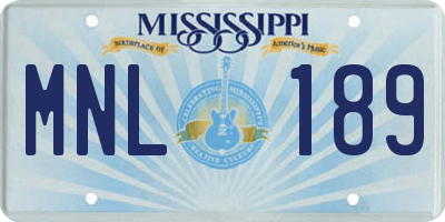 MS license plate MNL189