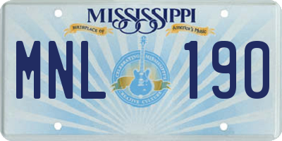 MS license plate MNL190