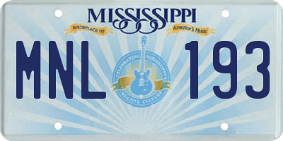 MS license plate MNL193