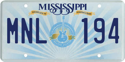 MS license plate MNL194