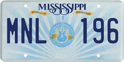 MS license plate MNL196