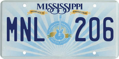 MS license plate MNL206