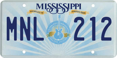 MS license plate MNL212