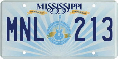 MS license plate MNL213