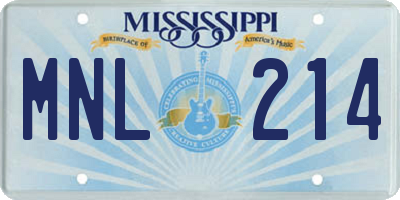 MS license plate MNL214