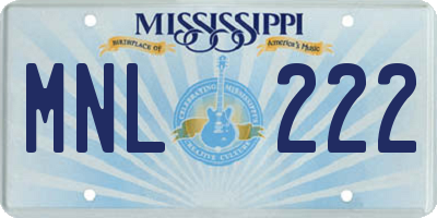 MS license plate MNL222