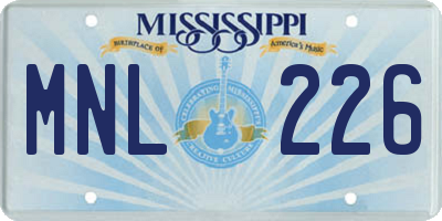 MS license plate MNL226