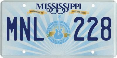 MS license plate MNL228