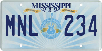 MS license plate MNL234
