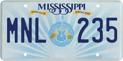 MS license plate MNL235
