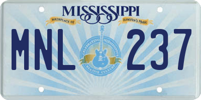 MS license plate MNL237