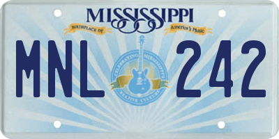 MS license plate MNL242