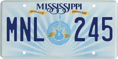 MS license plate MNL245