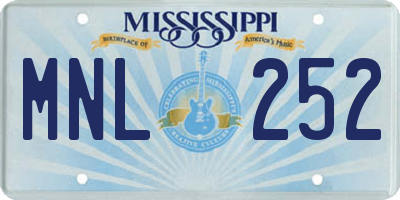 MS license plate MNL252
