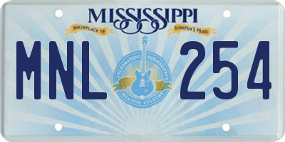 MS license plate MNL254