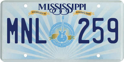 MS license plate MNL259