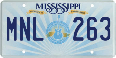 MS license plate MNL263