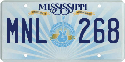 MS license plate MNL268