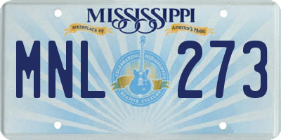 MS license plate MNL273