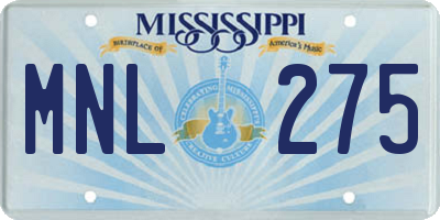 MS license plate MNL275