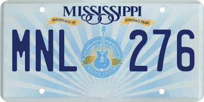 MS license plate MNL276