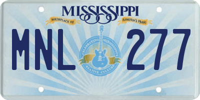 MS license plate MNL277