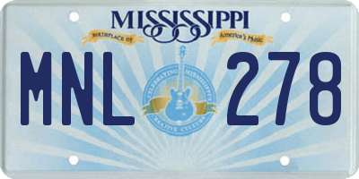 MS license plate MNL278