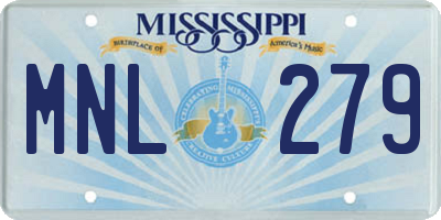 MS license plate MNL279