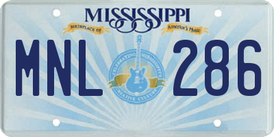 MS license plate MNL286