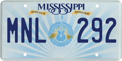 MS license plate MNL292